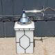 Art deco wall lamp in chromed metal and enamelled opaline glass
