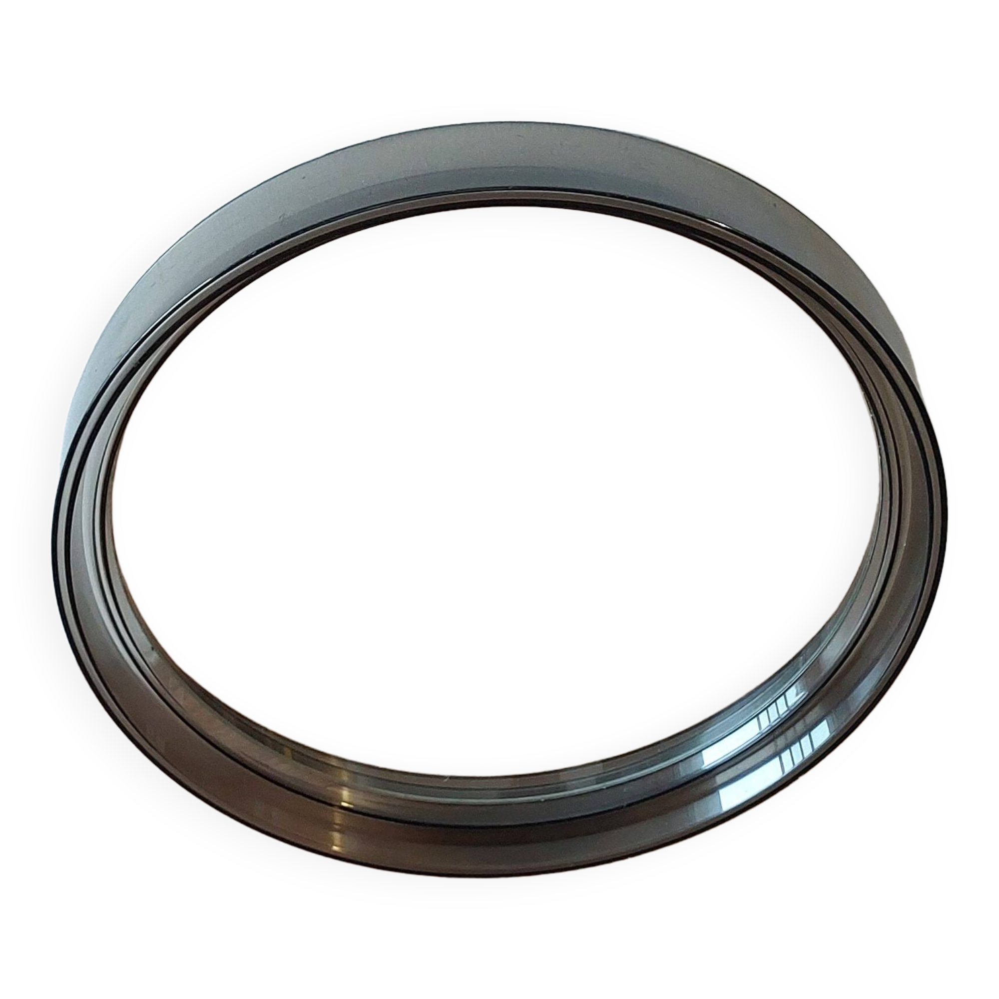 Round smoked plastic mirror 1970 Vintage.