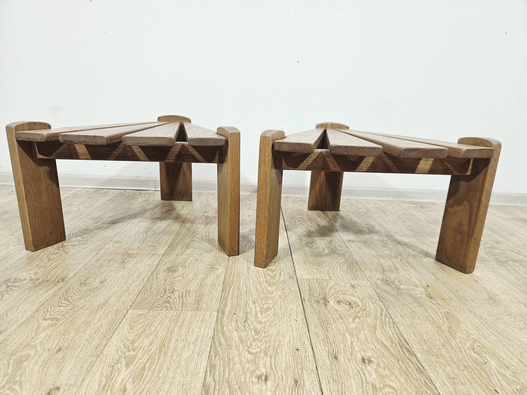 Set of two modular/side tables, Dittman, oak, Netherlands, 1970s.