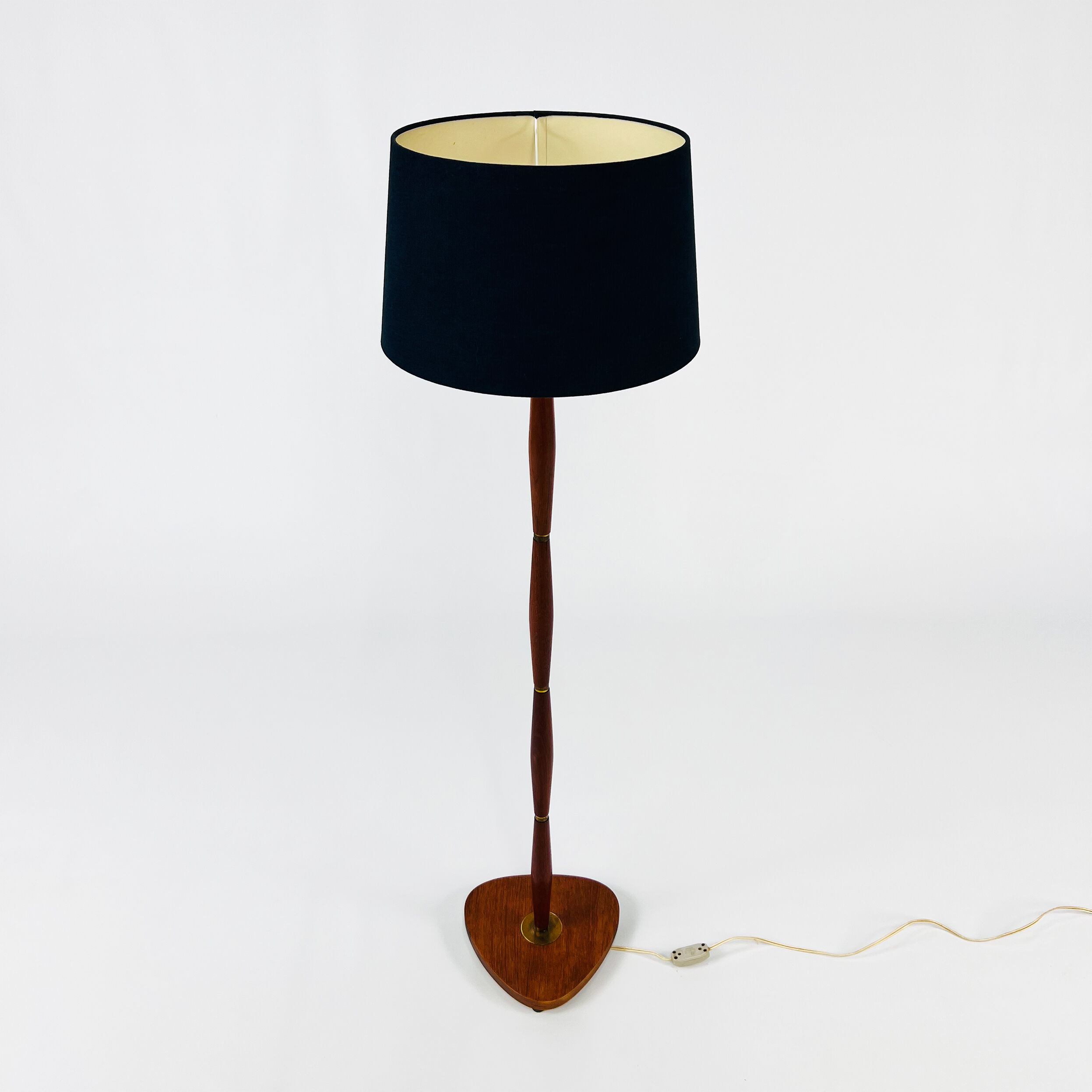 Vintage danish brass and rosewood floor lamp, 1960s.