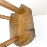 Old tripod stool in solid wood - very nice handmade work