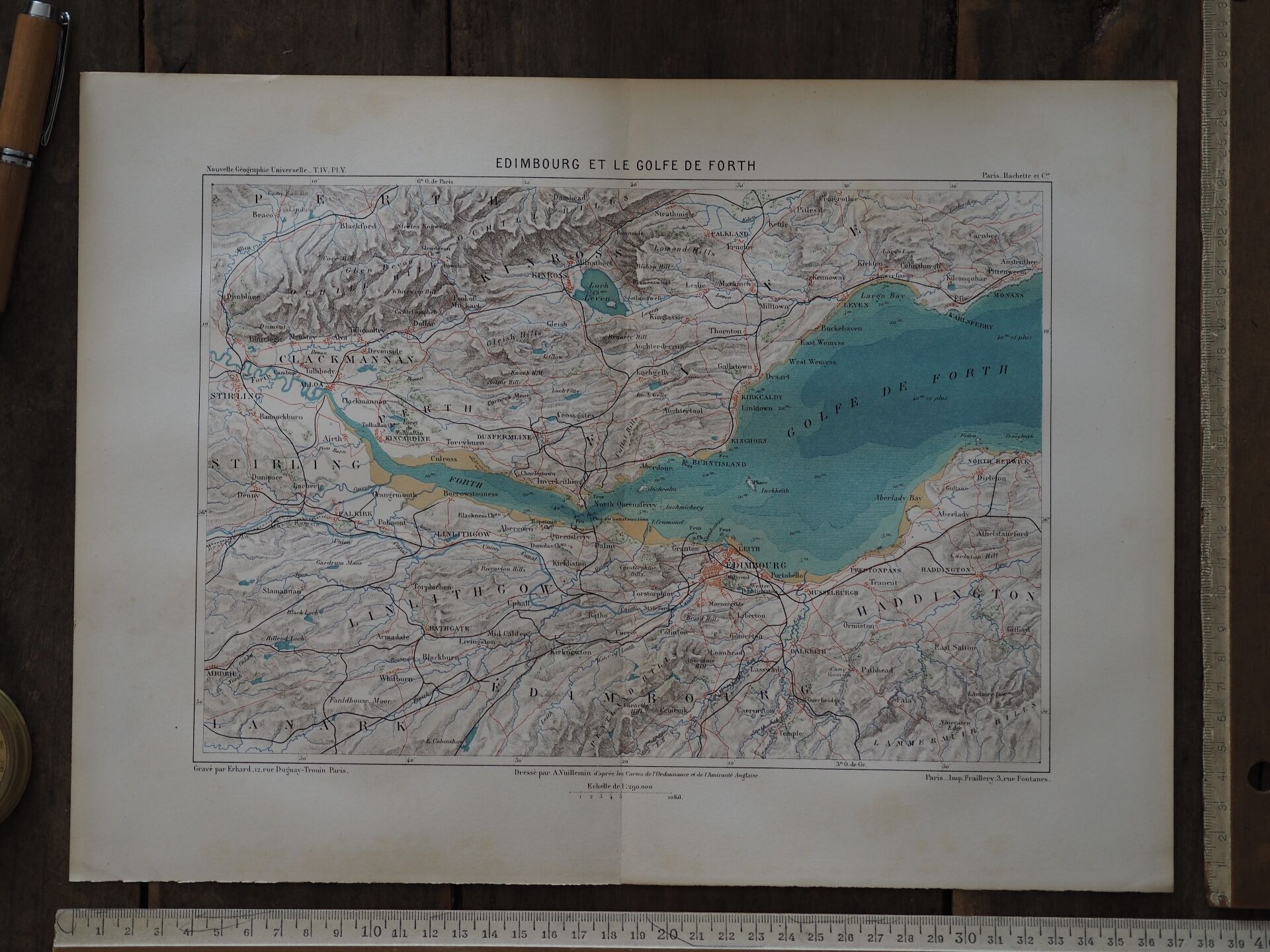 Carte ancienne Edimbourg et golfe de Forth - 1879 | Décoration murale