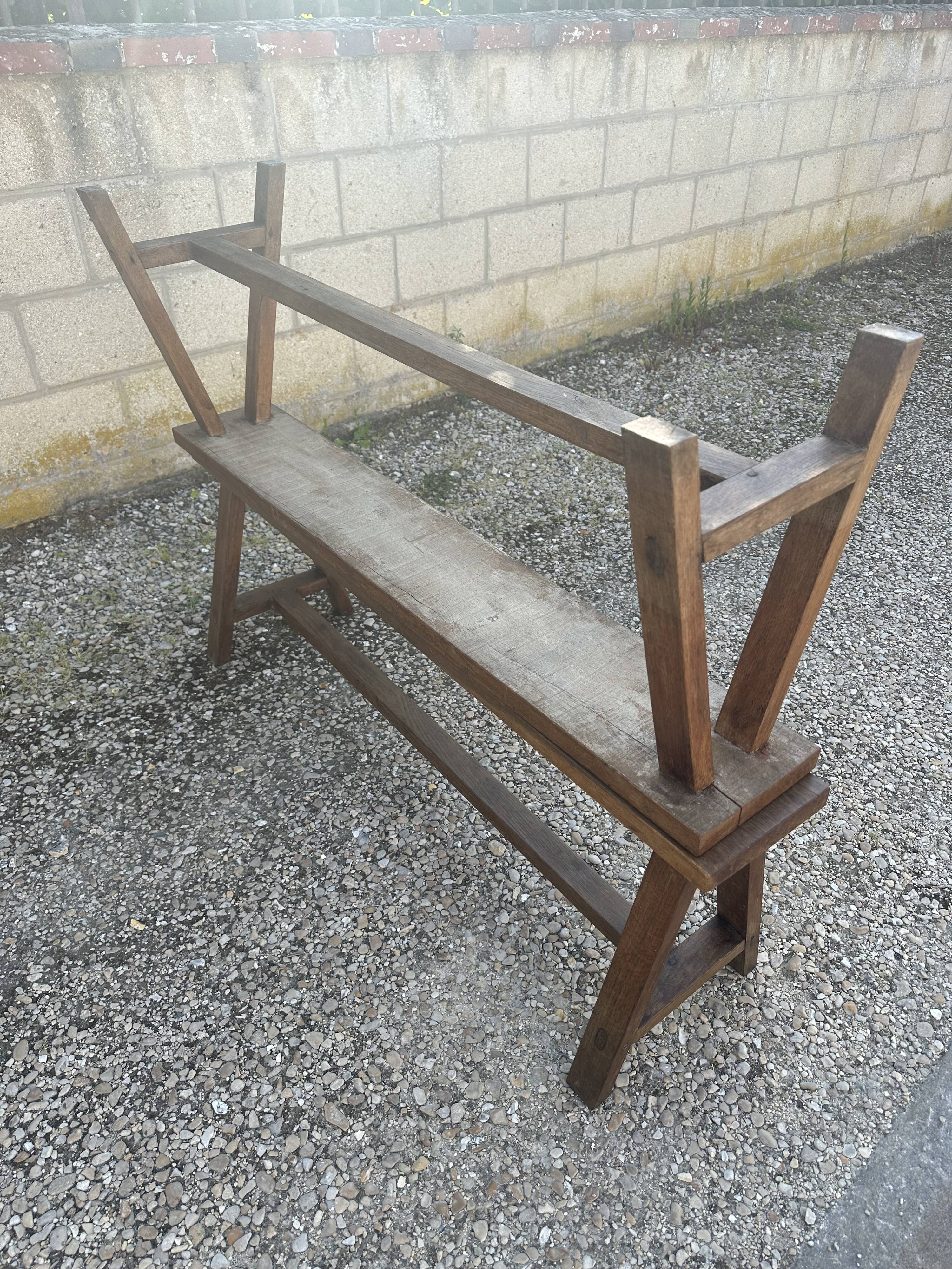 Pair of vintage oak benches 60s