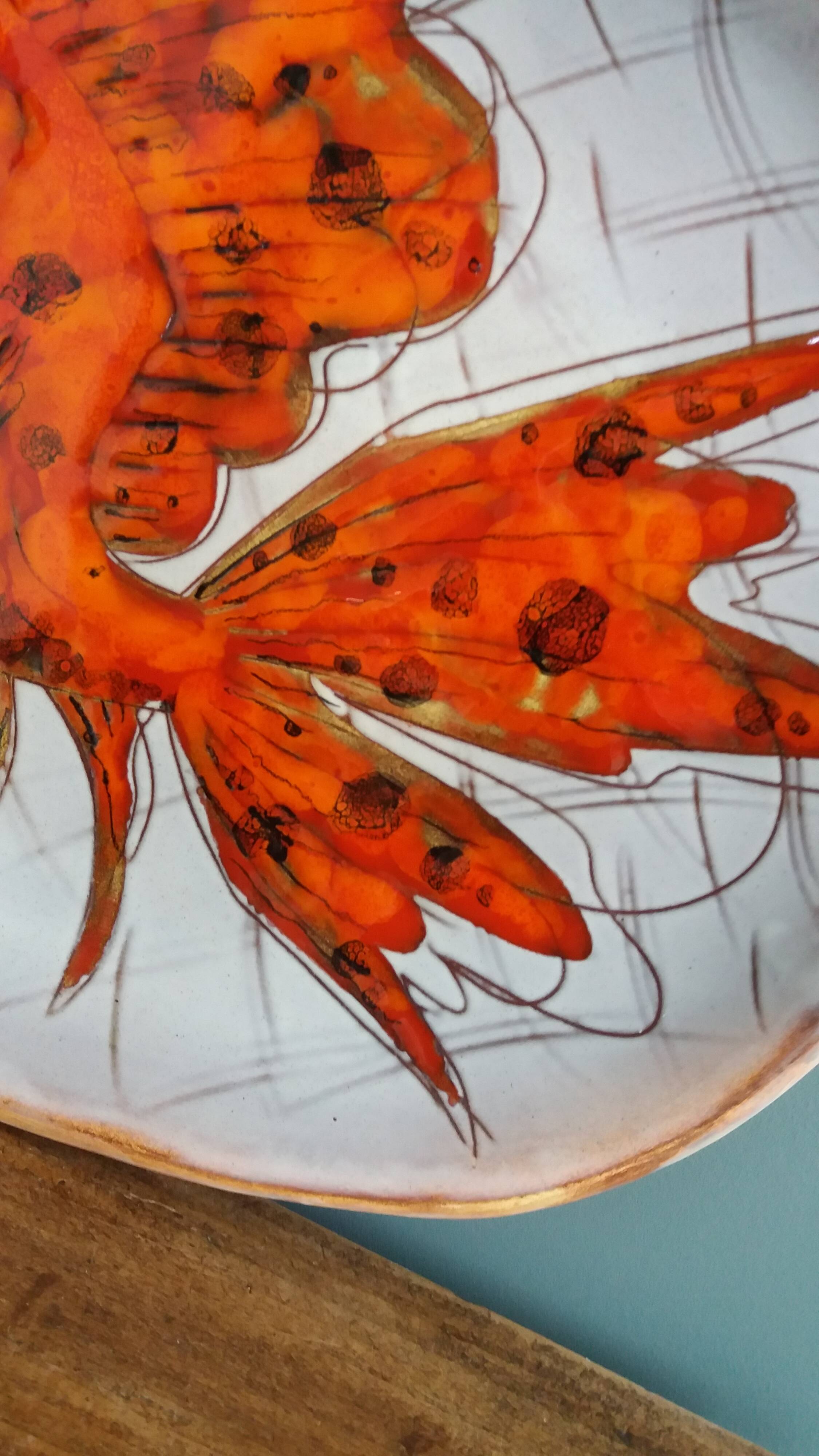 Plate signed Monique Brunner, Pansier, Pottery of the Aquarius, Vallauris