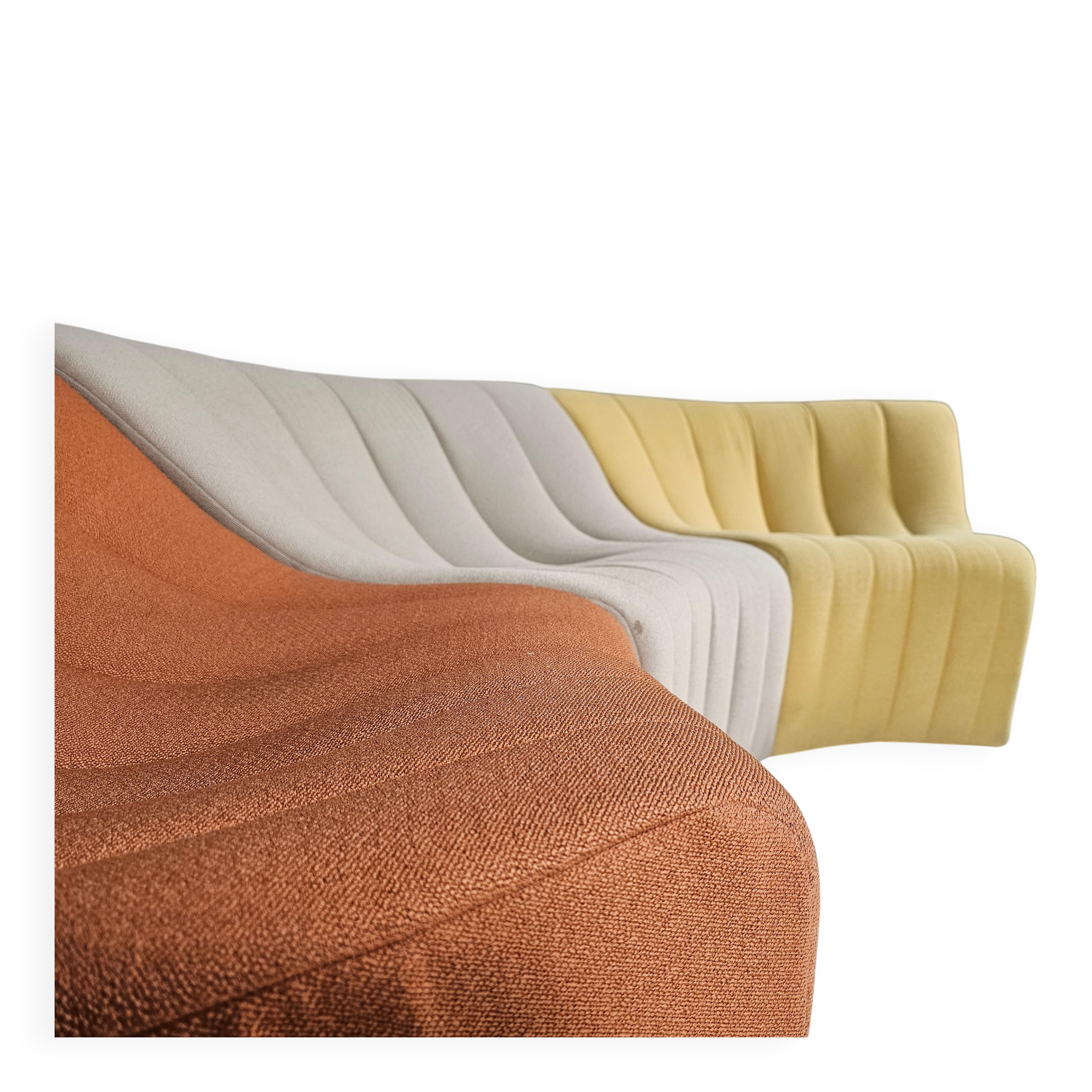Kwok Hoi Chan "Chromatic" modular sofa in orange, yellow and cream.