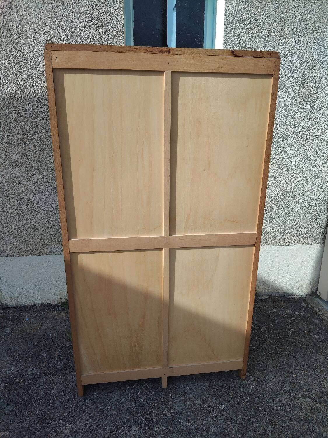 Classeur double à rideaux en bois massif – meuble de métier vintage