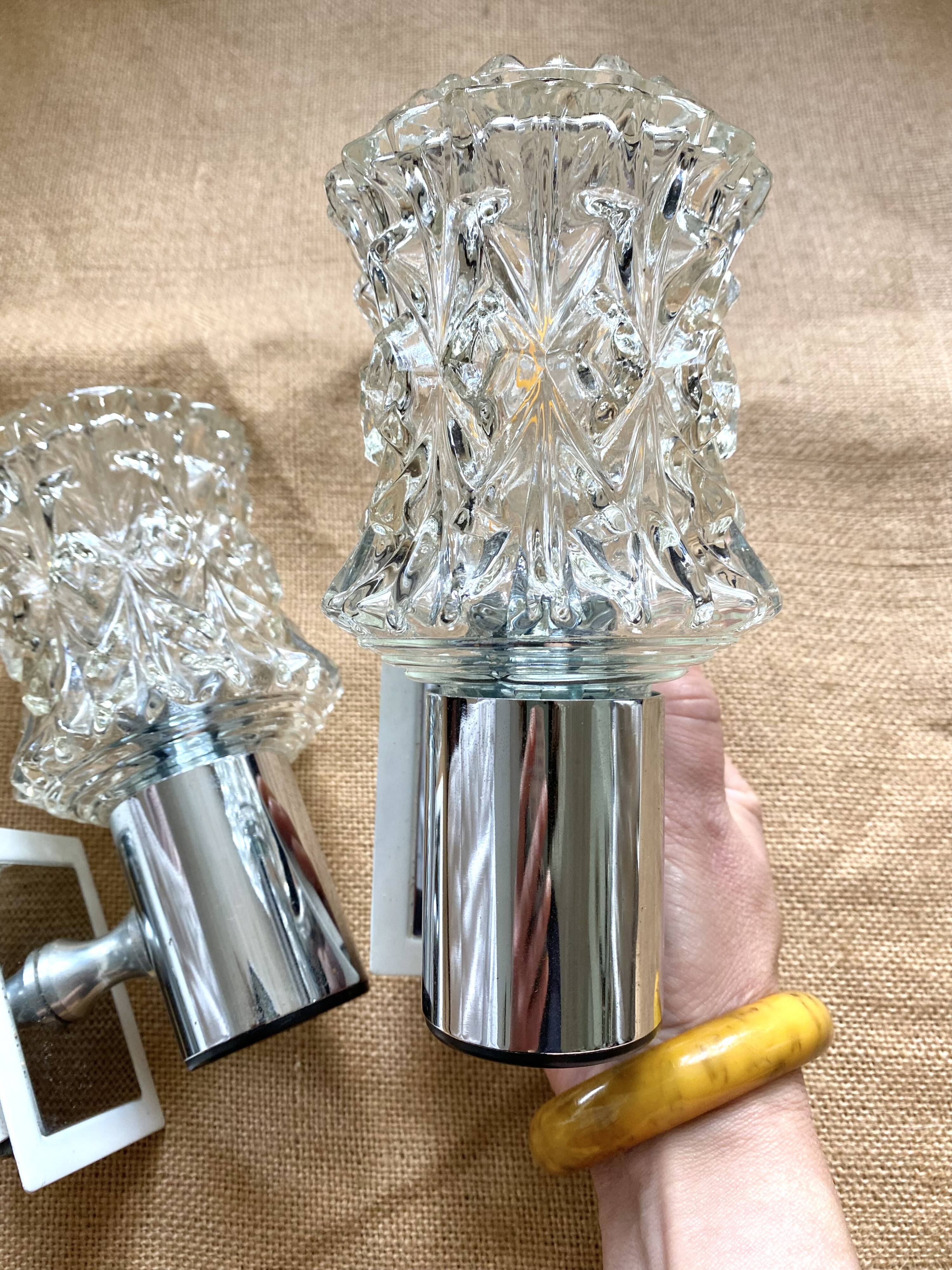 Pair of vintage chrome wall lights, 70s, Raak