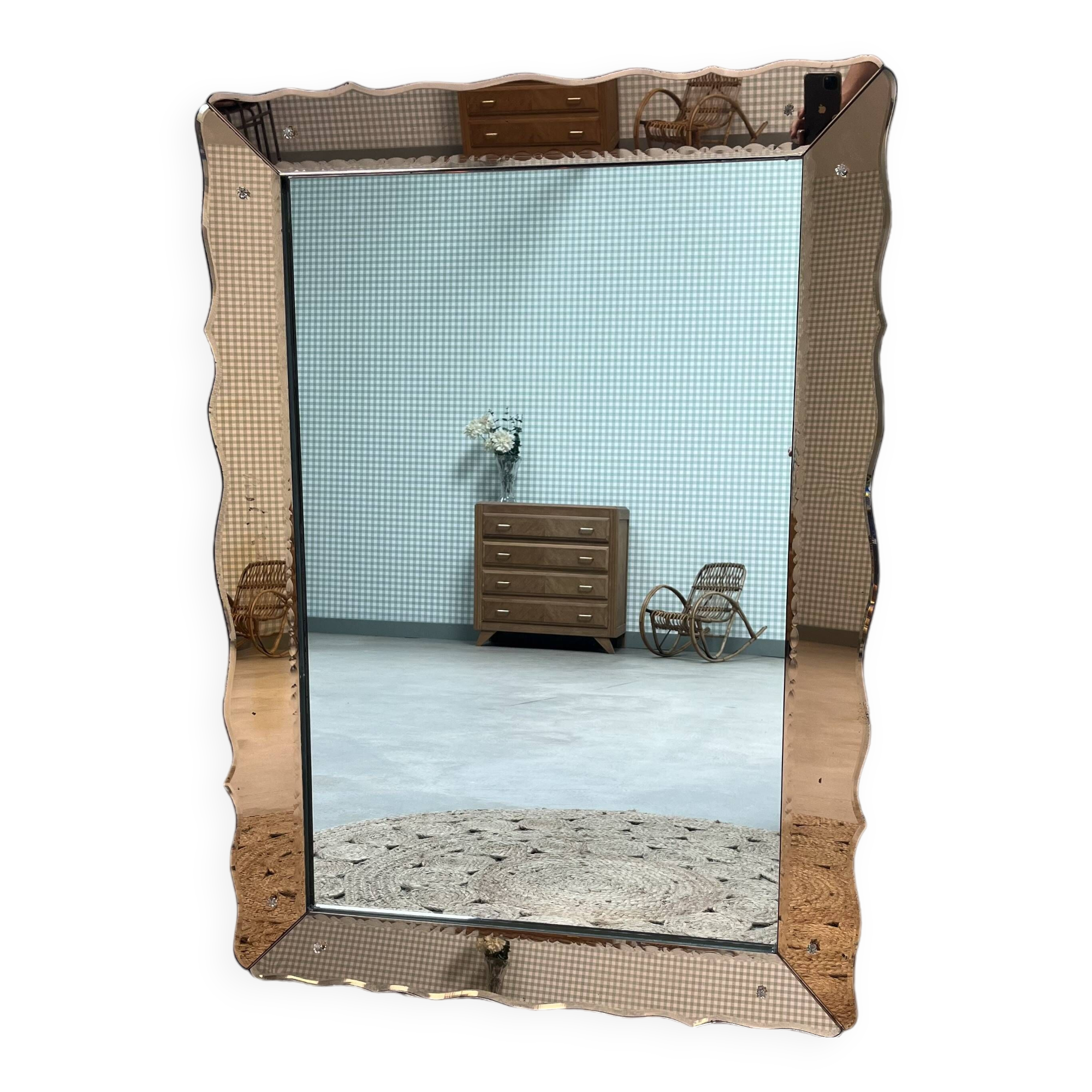 Large pink Venetian mirror