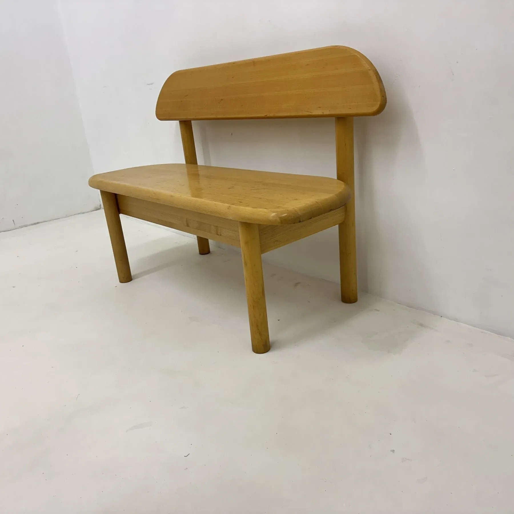 Vintage Danish Ansager Mobler solid wooden bench, 1970s