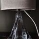Pair of table lamps - Twisted transparent glass bases from the 1950s - Hemp shades