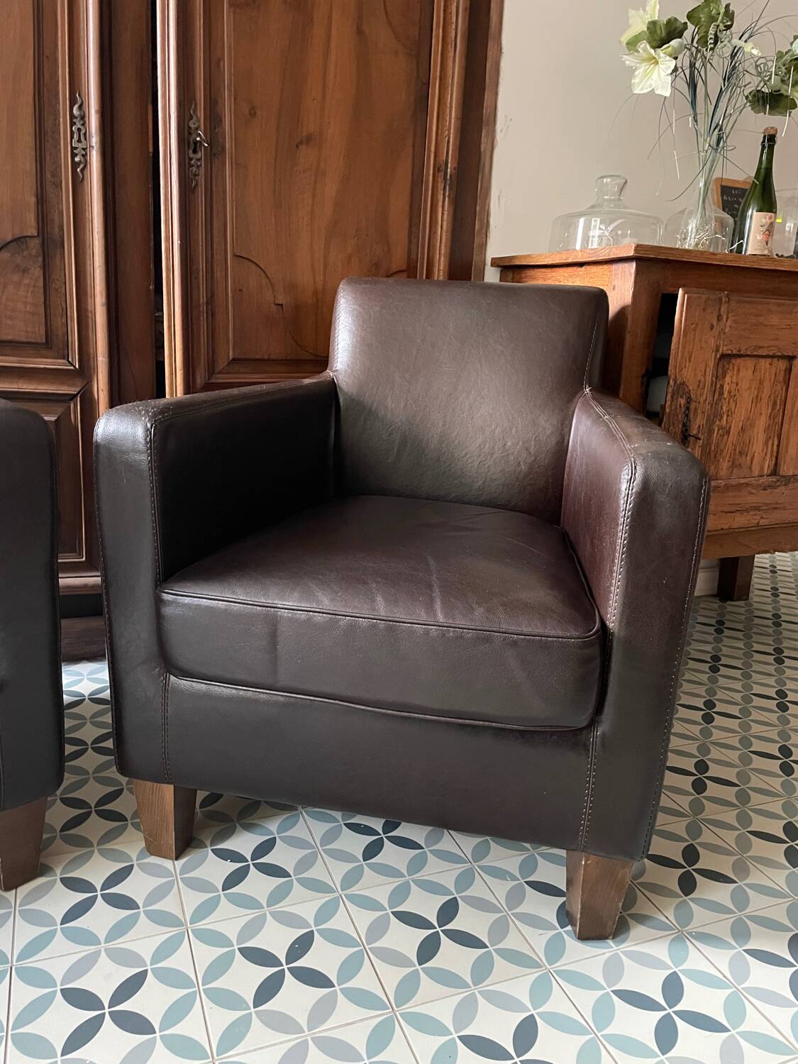 Pair of club armchairs