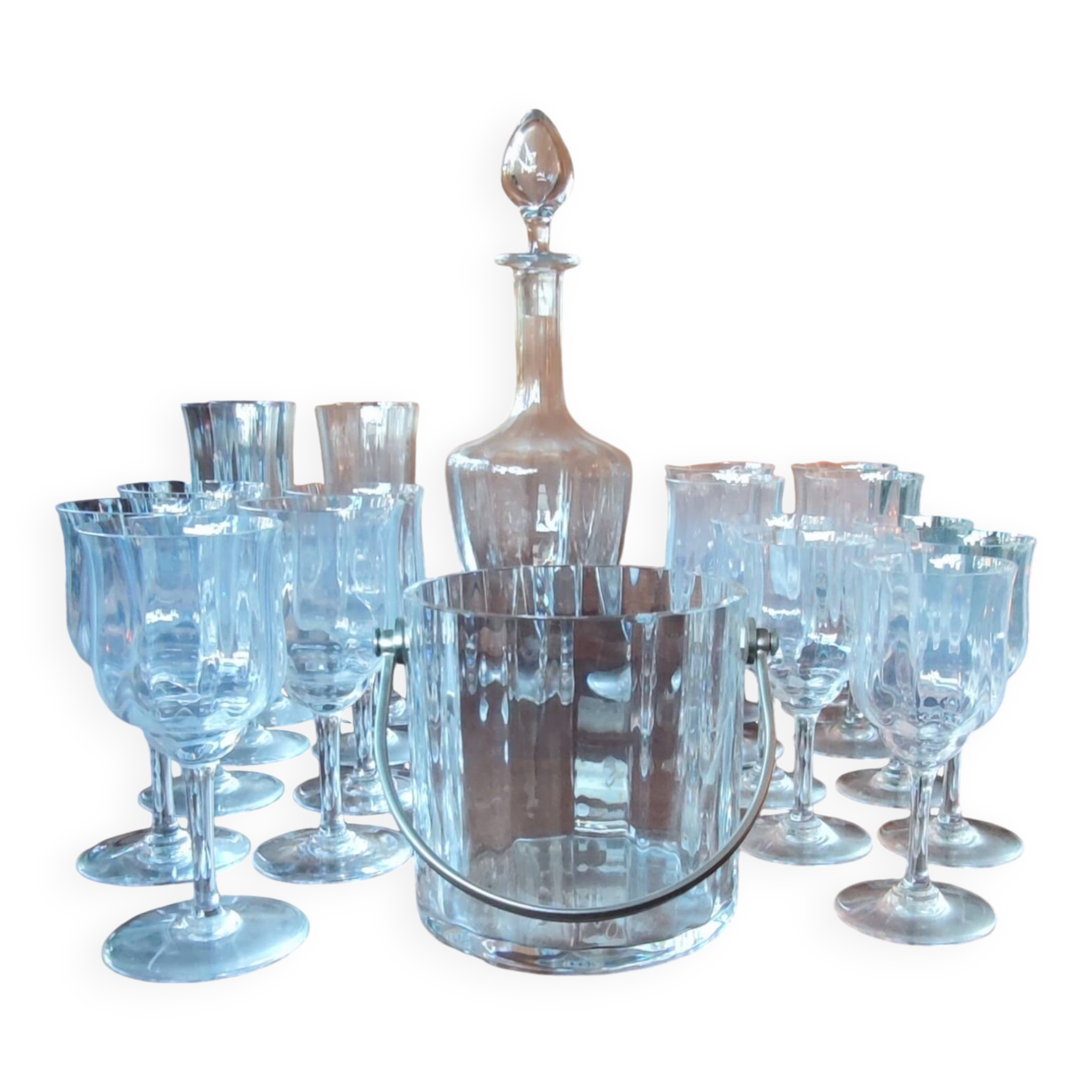 Glassware set, ice bucket, carafe, Baccarat crystal Capri model 20 pieces