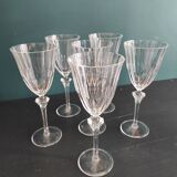 Set of 6 French wine glasses, Cristal D'Arques, mod. Diamantis