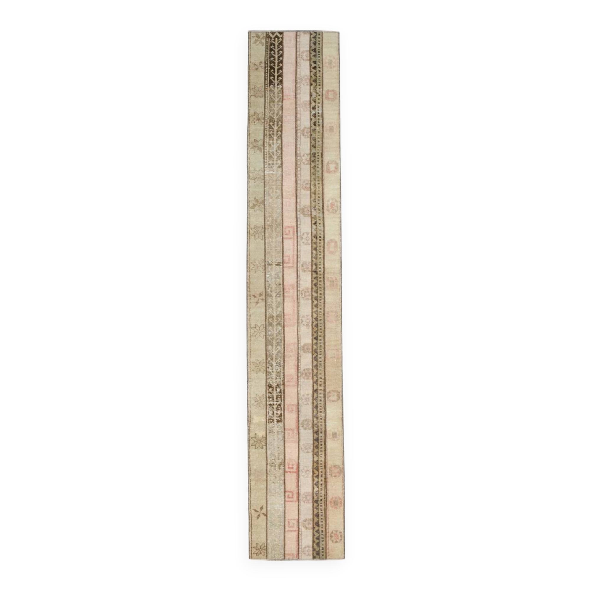 Pale Red Brown Hallway Vintage Runner Rug, 63x356Cm