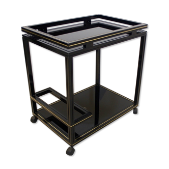 Pierre Vandel paris black & gold french barcart, 1970