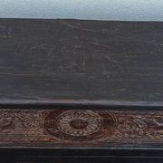 Console in old black wood with integrated chest