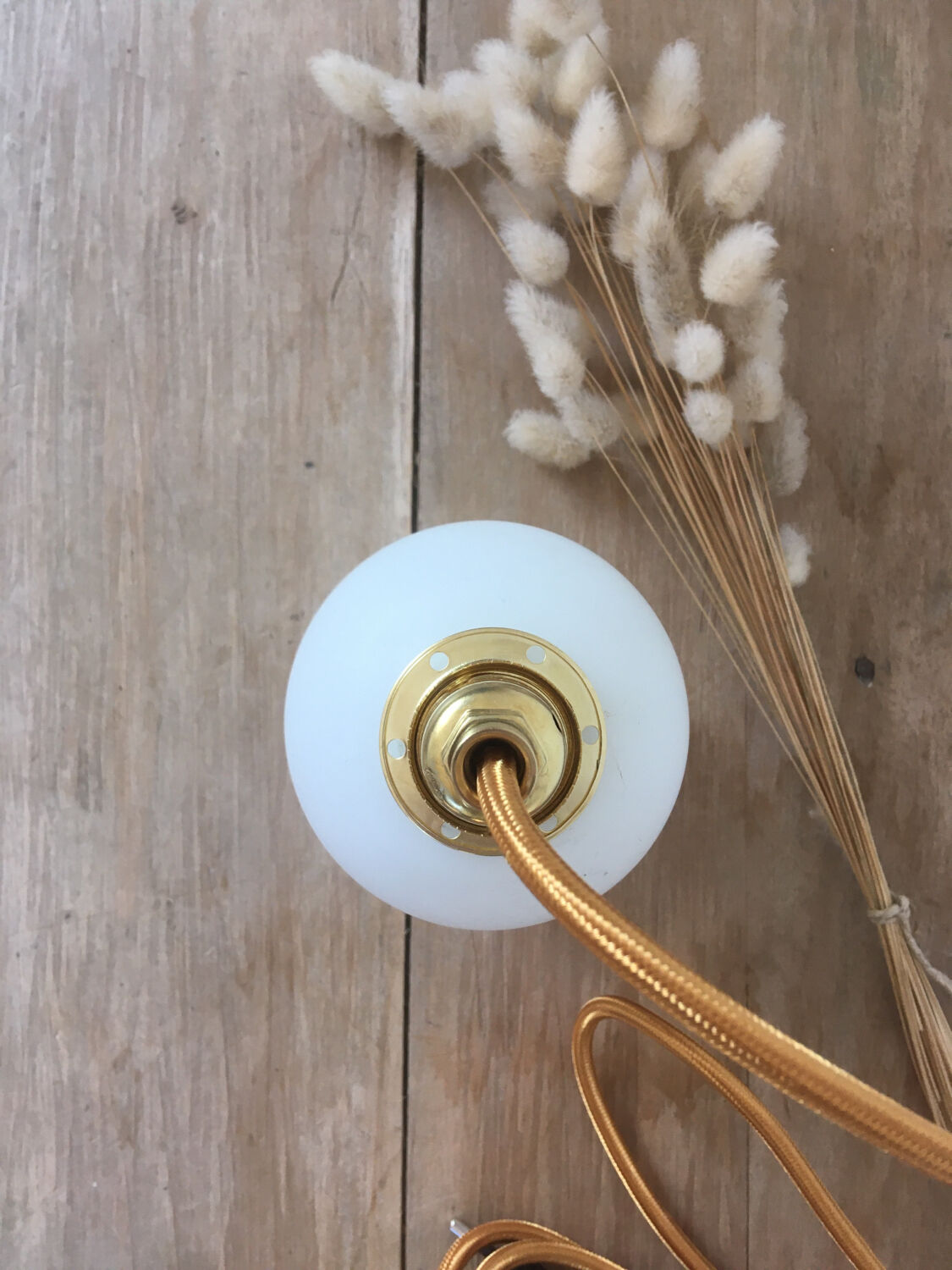 Pair of vintage opaline walking lamps