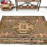 Brown & Beige Tribal Turkish Kilim Rug 132x200Cm SK 35210
