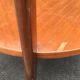 Vintage coffee table round compass legs top in glass and teak wood