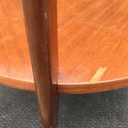Vintage coffee table round compass legs top in glass and teak wood