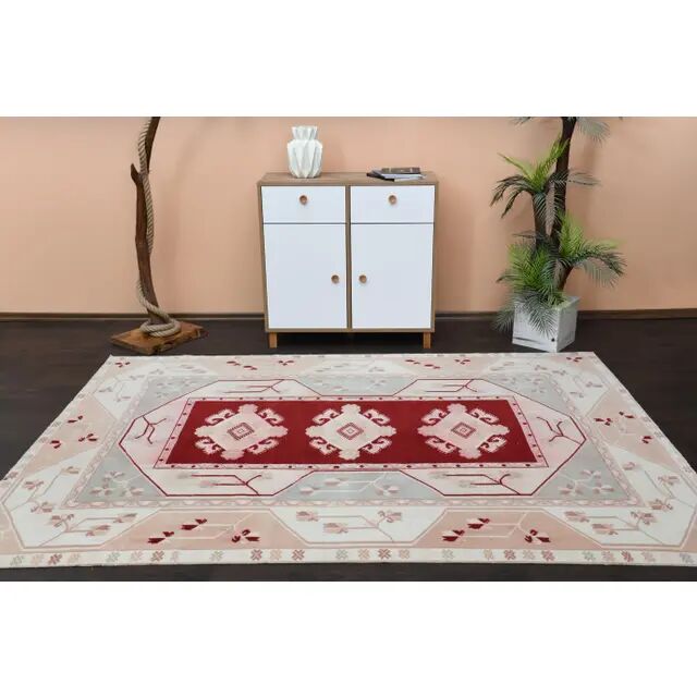 1970s Vintage Turkish Hand-Knotted Wool Cotton Beige Area Rug 190x270