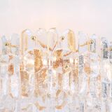 Magnificent luminaire in gilded brass and crystal glass Palazzo, Kalmar, Austria, 1970.