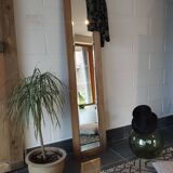 Beveled mirror vintage blond oak frame