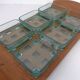 Teak tray with glass bowls by Jens Quistgaard for IHQ Dansk Designs, 1960s, set of 7.