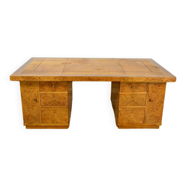 Bureau Art-Déco Double Face en Ronce de Noyer 1950 — Beyit