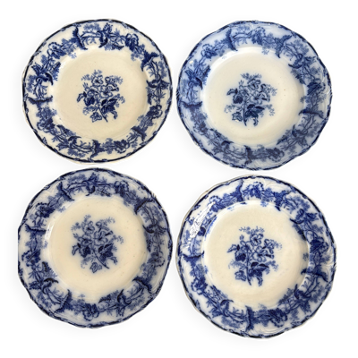 4 assiettes à dessert anciennes Boch Frères Keramis