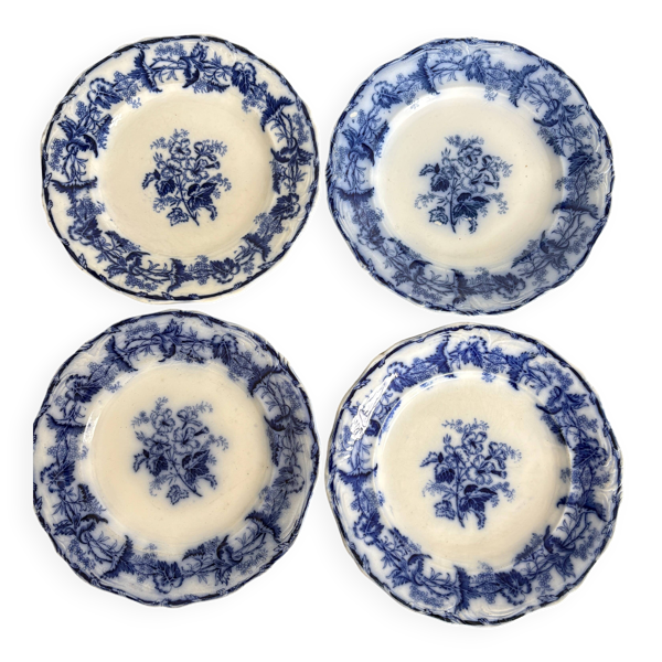 4 assiettes à dessert anciennes Boch Frères Keramis