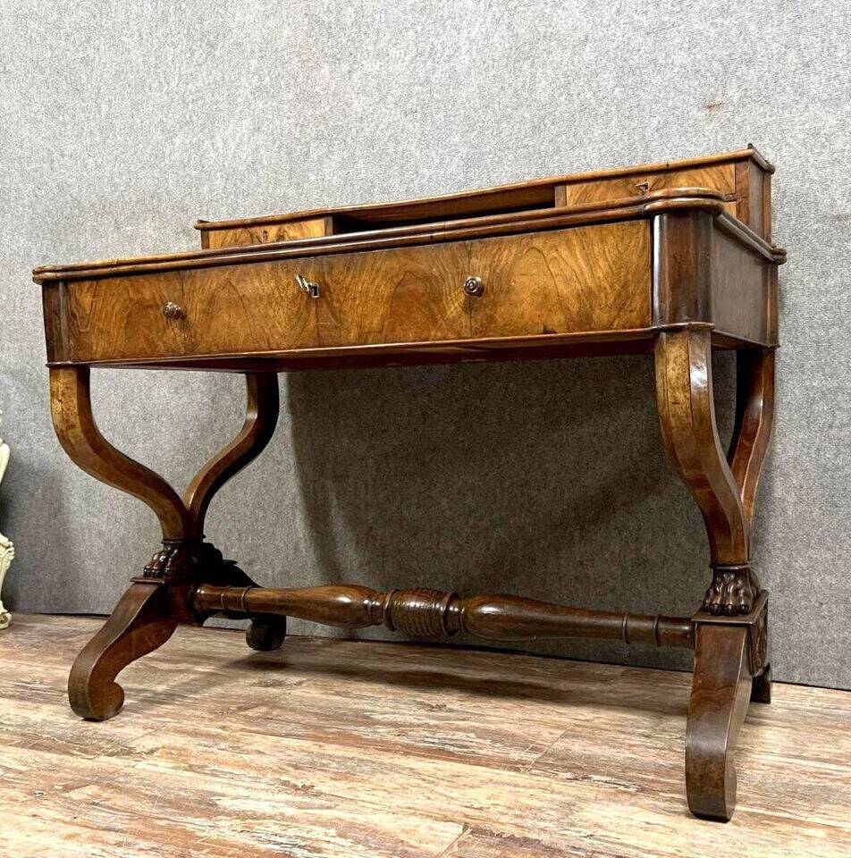 Empire period mahogany stepped desk with curule base circa 1810