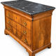 Louis-Philippe style secretary chest of drawers from the 19th century with walnut burl veneer.
