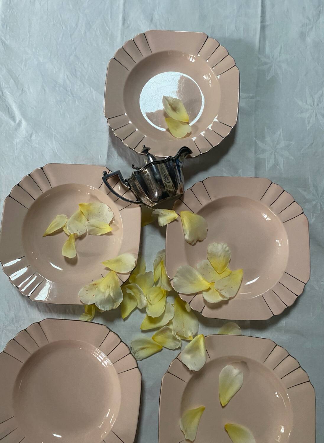 Set of 6 antique Art Deco soup plates Boch La Louvière