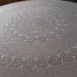 Old crochet round tablecloth with matching napkins