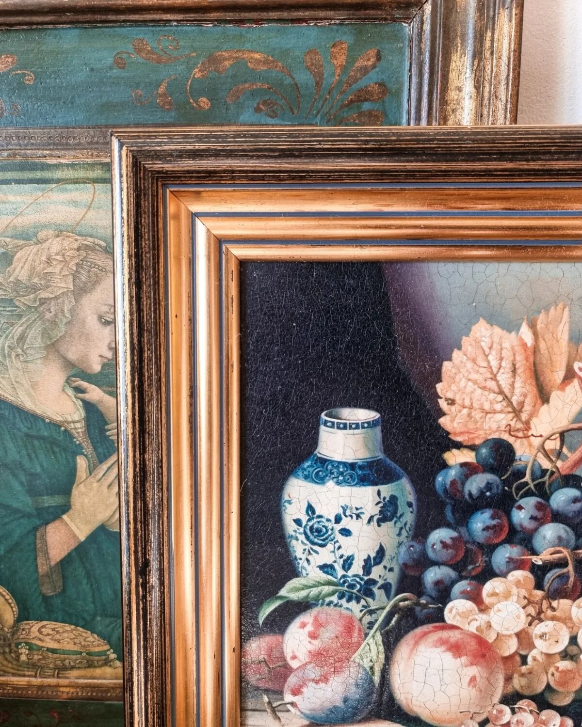 Still life reproduction with golden frame