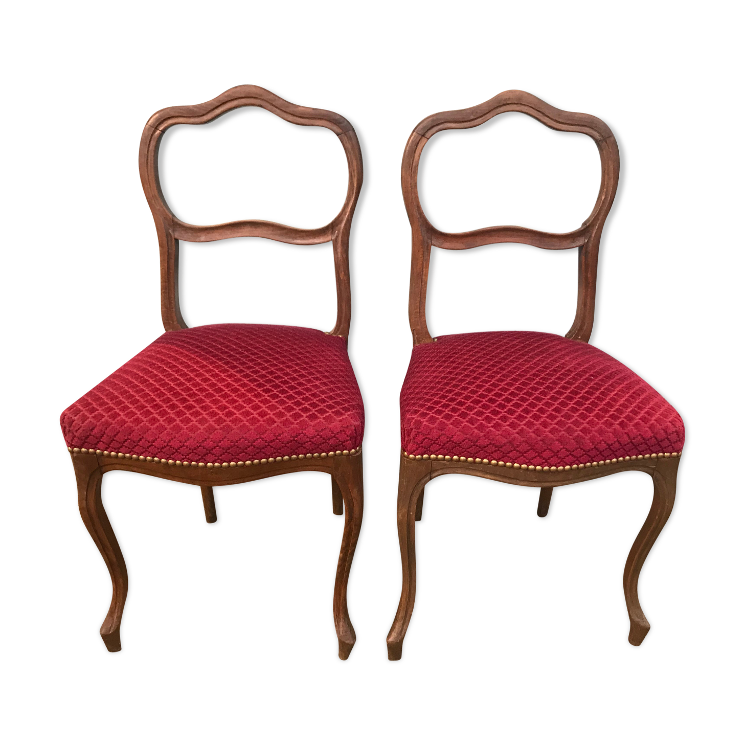Pair of red velvet chairs Louis XV