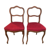 Pair of red velvet chairs Louis XV