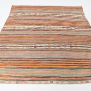 Pinstriped Pattern Vintage Kilim Rug, 201x227Cm