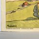 School poster vintage school landscape mountain two-sided signed Raylambert for Rossignol 50s
