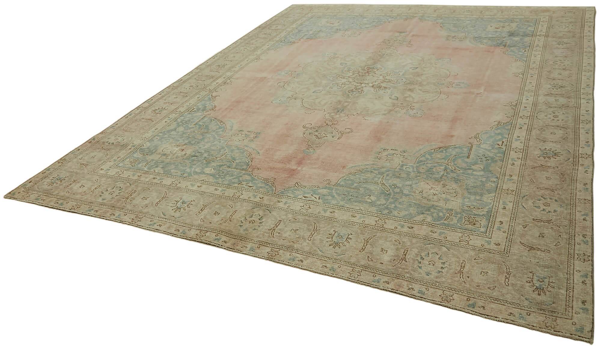Handmade Turkish Contemporary 1980s 286 cm x 390 cm Beige Wool Carpet