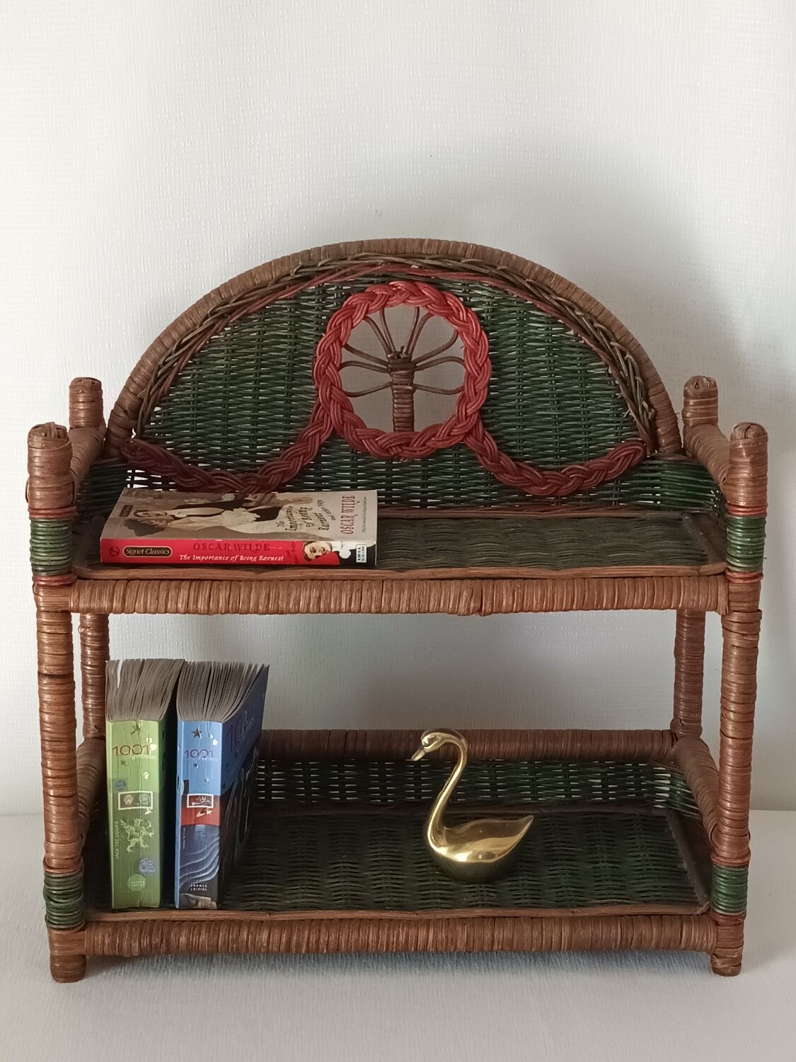 Vintage wicker wall shelf