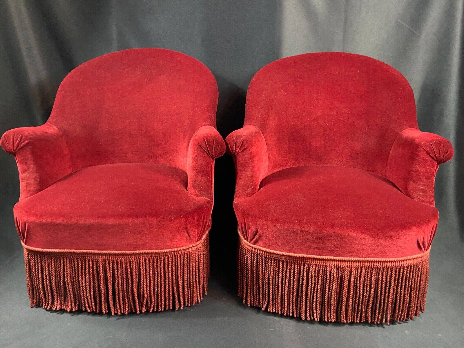 Pair of Napoleon III style toad armchairs