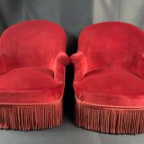 Pair of Napoleon III style toad armchairs