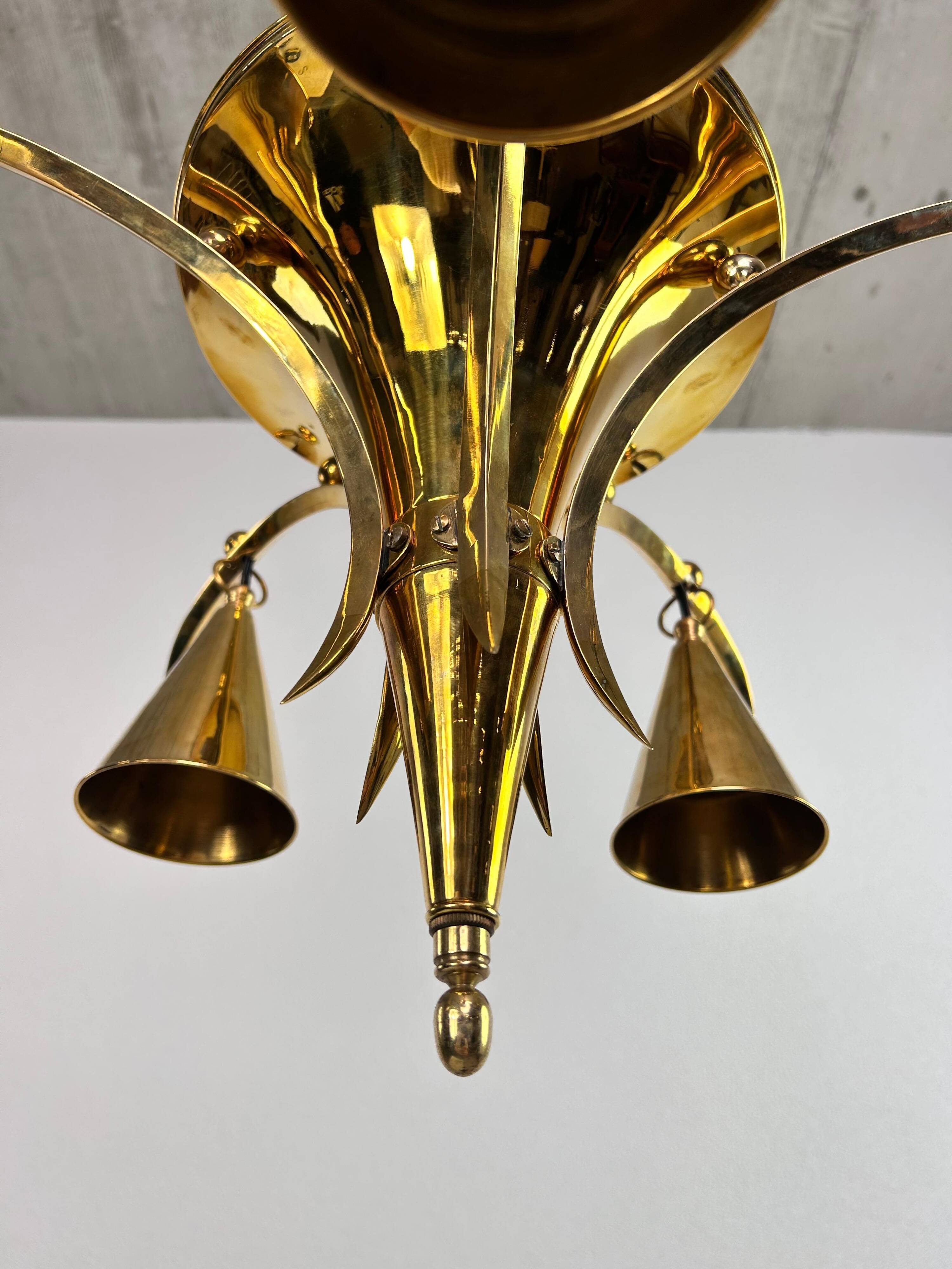 Lustre en laiton de la sécession viennoise par Dagobert Peche