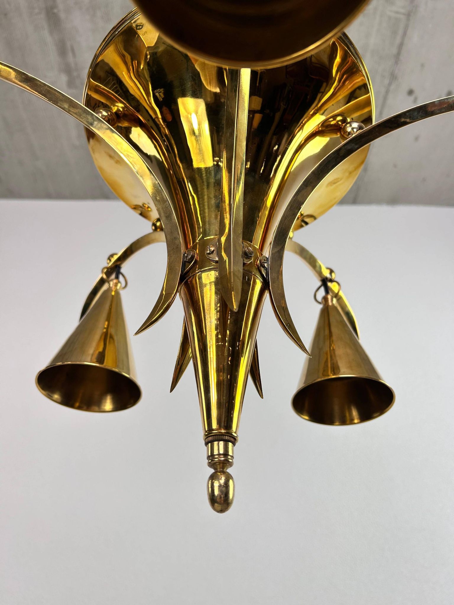 Brass chandelier from the Vienna Secession by Dagobert Peche