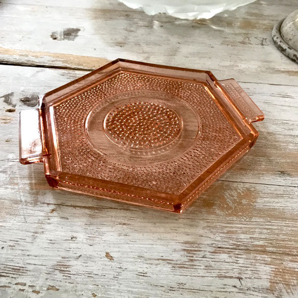 Art Deco pink glass tray