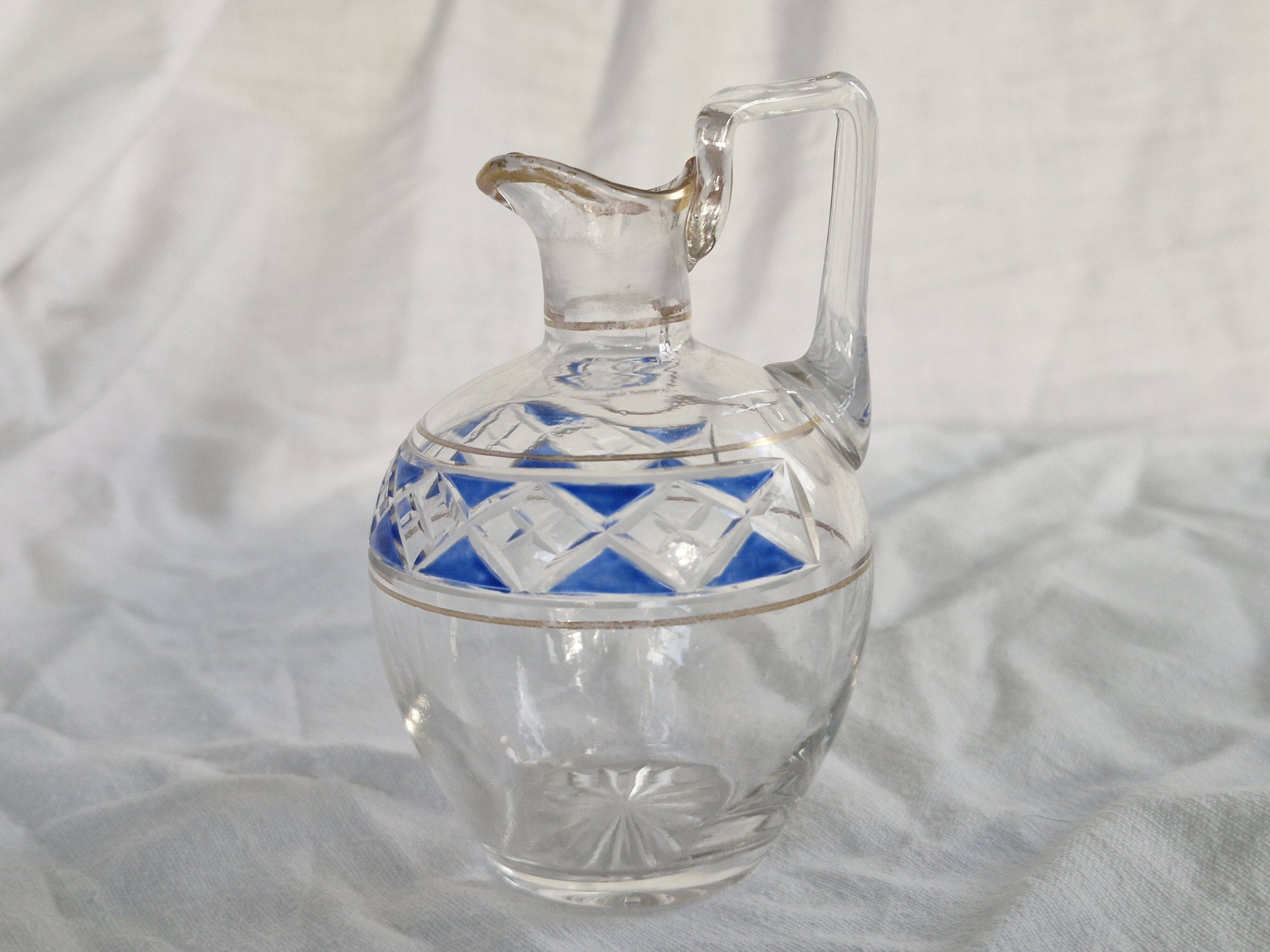 3 Antique Pieces Cut Crystal, Enameled - Early 20th Century