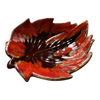 Plat feuille en céramique émaillée – style Vallauris – grand format