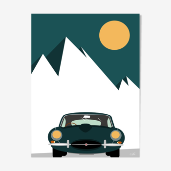 Illustration A3 - Jaguar Car - Minimalist Art